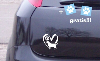 Vinyl Aufkleber Sticker Labrador Herz Heart Abdruck Pawprint Pfote 12x12