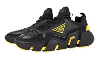 Luxus Prada Techno Stretch Sneaker Schuhe 2EG314 Schwarz/Gold Neu 7 41 41,5
