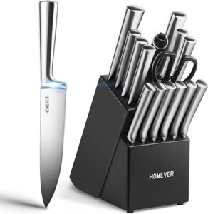 Knife Set, HOMEVER 16-Piece Kitchen Knife Set with Block, High-Carbon Stainless 