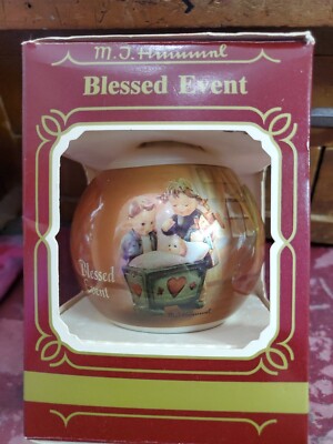 Vtg 1983 Hummel Goebel Glass Christmas Ornament - Blessed Event Nativity  -MIB D