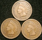 1906 1907 1908 1c Indian Head Cent Penny Set Lot , All 3 Coins , Circulated