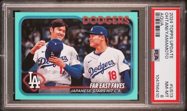 2024 Topps Update Series - Veteran Combos Shohei Ohtani, Yoshinobu Yamamoto #US13 Aqua (RC)