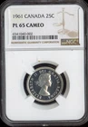 1961 Canada 25 Cents Silver NGC PL65 Cameo Quality