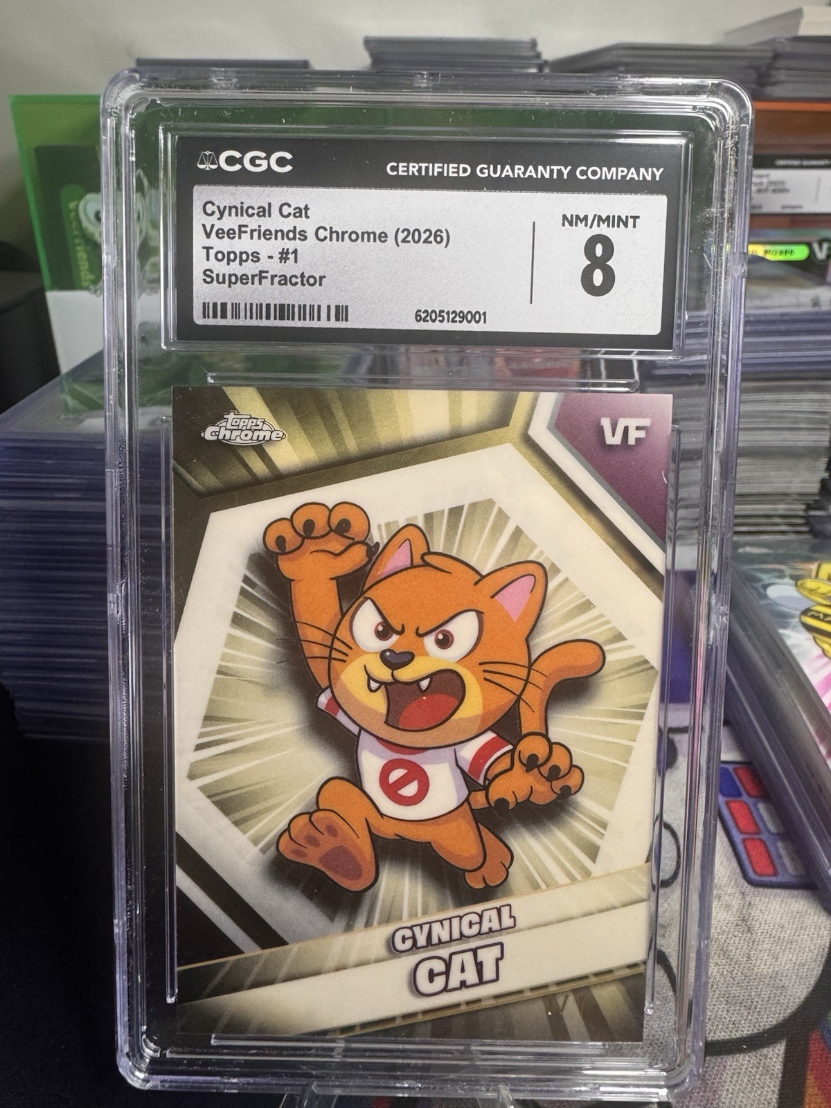 1/1 CYNICAL CAT 2026 TOPPS CHROME VEEFRIENDS VF #1 SUPERFRACTOR 1/1