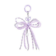 Beaded Bow Keychain for - Handmade Crystal Bead Bowknot Key Chain with Star C...