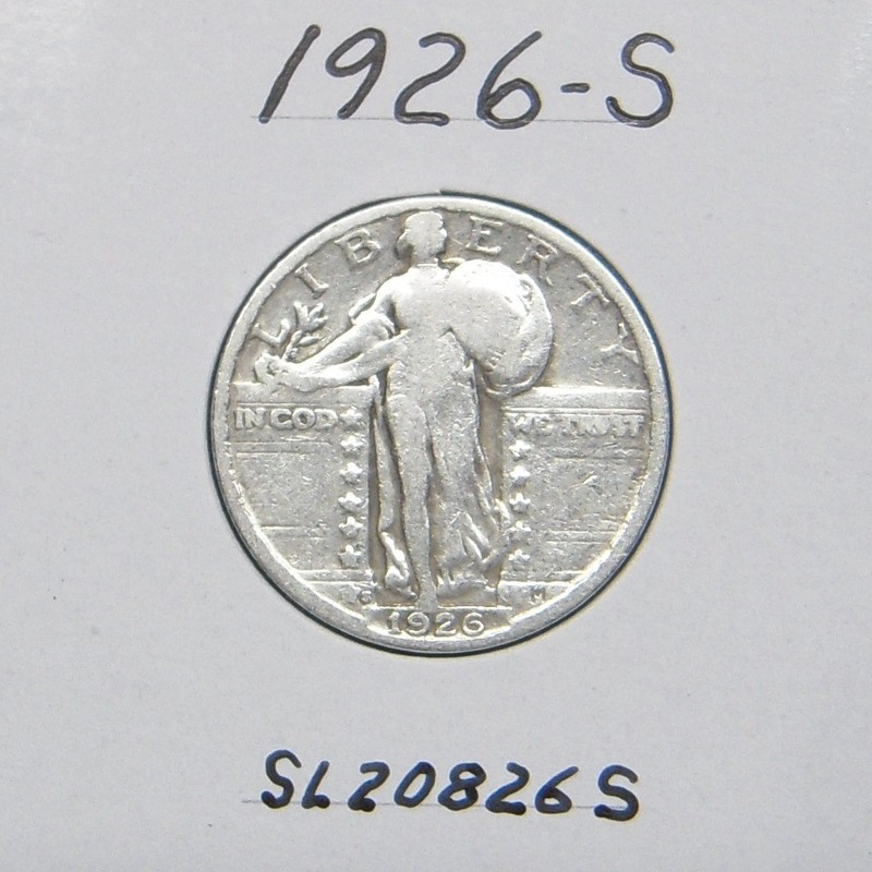 1926-S Standing Liberty quarter, 90% silver coin