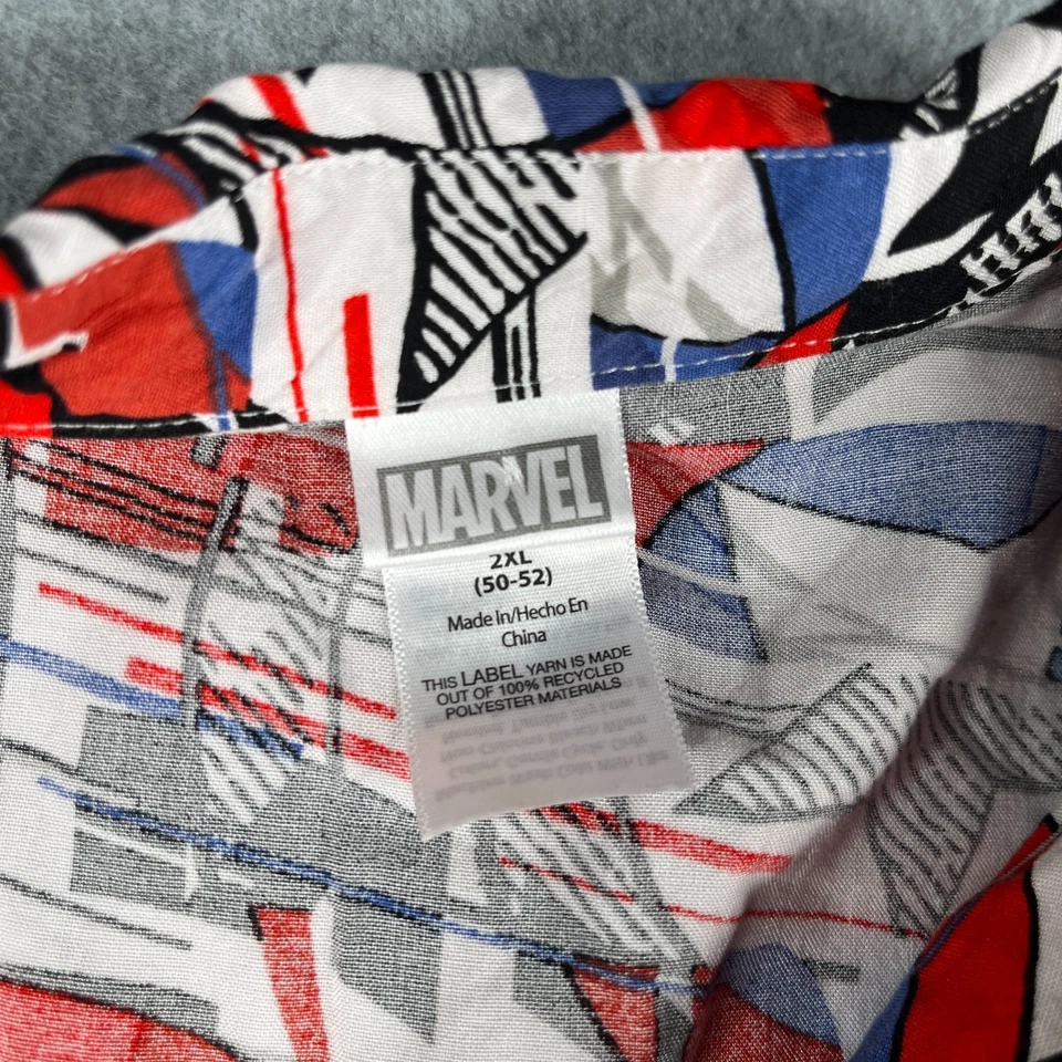 Marvel Shirt Youth XL Captain America Shield Print Short Sleeve Button Up - Image 3 of 4