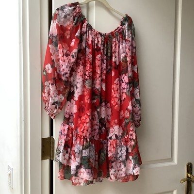New MNG Mango Chiffon Red Floral Lined Print Dress Sz 6, Bust 32 | eBay