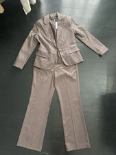 NWT Brand New Ny&co Size 10 Women Two Piece Suit Bootcut Brown Jacket Pants