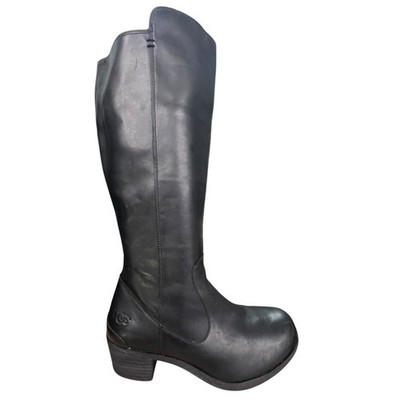UGG Women s Correa Black Leather Riding Boots Size US 11