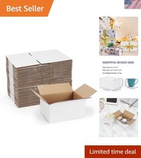 40 Pack Small Shipping Boxes 8x6x4 Inches, White Corrugated Cardboard Mailing...