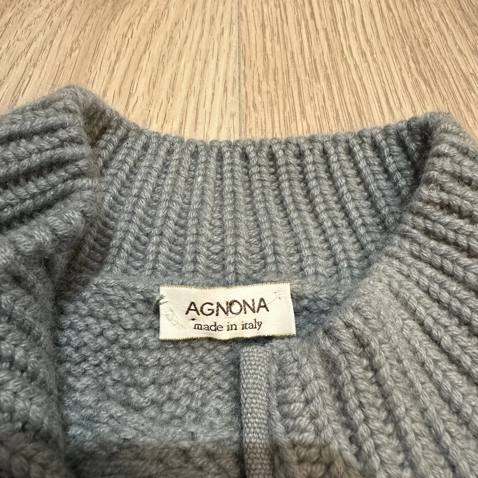 Auténtica chaqueta cárdigan suéter Agnona 2,5 k 100 % cachemir tejido con cable talla 42 EE. UU. 6 USADO EN EXCELENTE ESTADO Foto 4 de 4