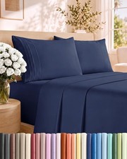 Queen 4PC Sheet Set Cooling Breathable Soft Microfiber Deep Pocket 16" Navy