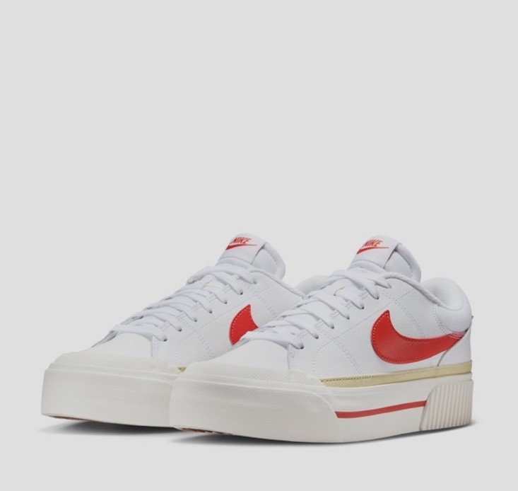 Women Nike Court Legacy Lift Lifestyle Sneakers Shoes White/Red