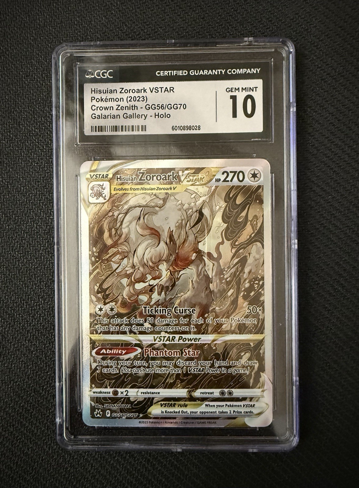 2023 Pokémon Crown Zenith Hisuian Zoroark VSTAR GG56/GG70 SIR CGC GEM MINT 10