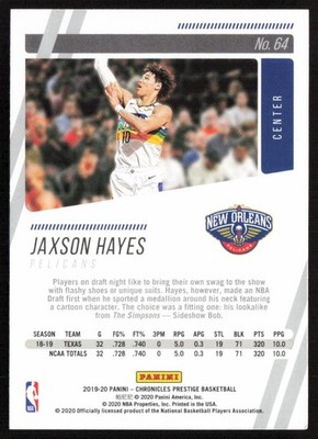 2019-20 Panini Prestige Jaxson Hayes #64 Rookie New Orleans