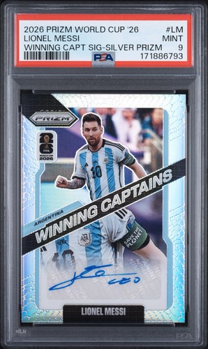 2026 Prizm FIFA World Cup Lionel Messi Winning Captains Auto Silver /75 PSA 9