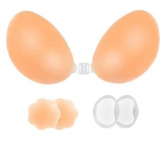 Size B Adhesive Bra Sticky Silicone, Strapless Backless with Nipple Covers