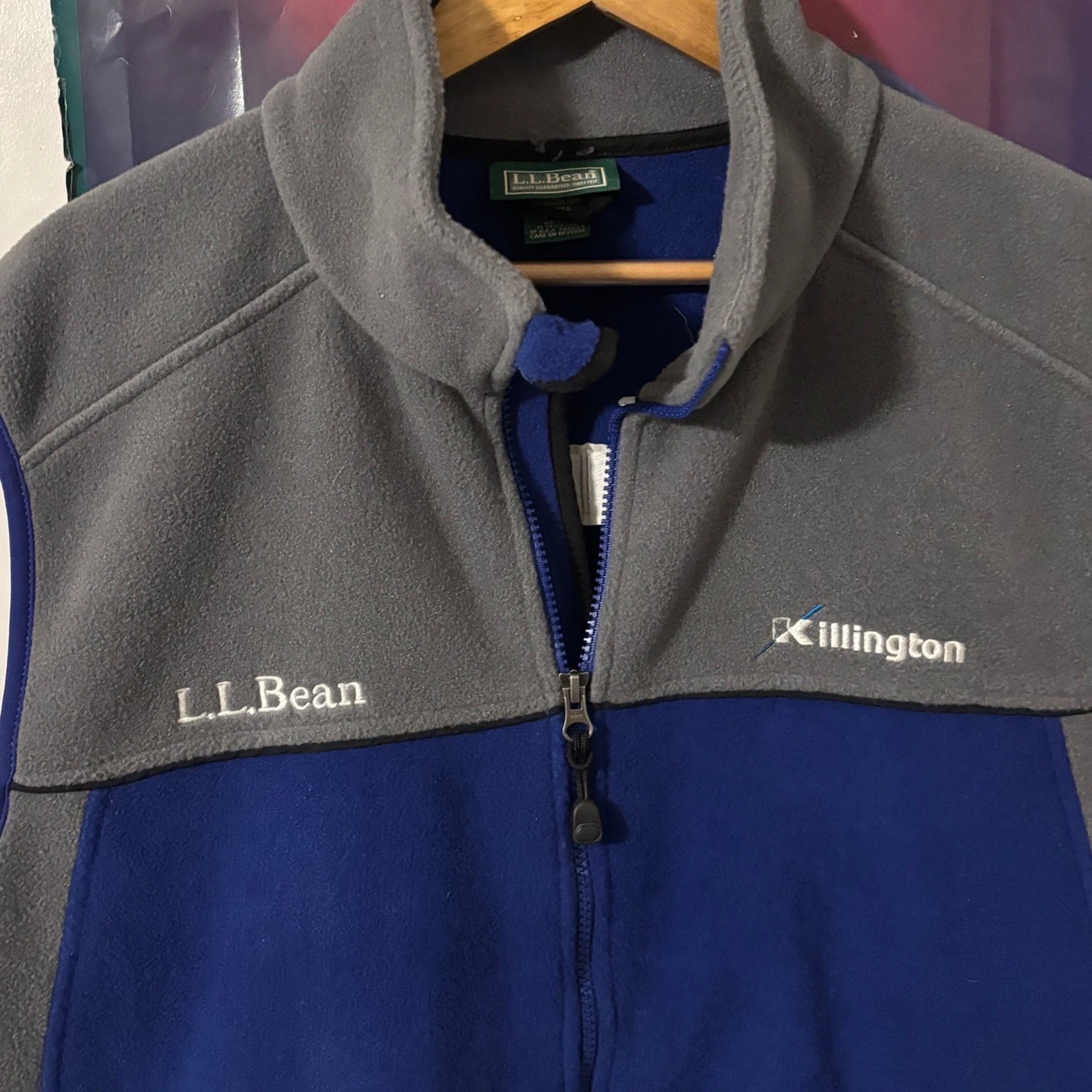 LL Bean Polartec Fleece Vest Mens XL Killington Ski Resort Blue Gray Full Zip