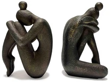 Unique Decorative Girl Thinker Bookends, Book Stopper Holder Nonskid, Book En...