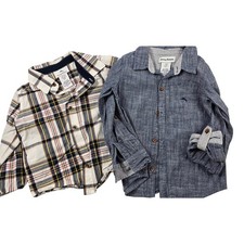 Lot of 2 boys Tommy bahama long sleeve button up tops 3-4T EUC holiday chambray