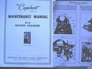CAPEHART 41-E Changer Manual & GE Preamp Schematics 400N & P Turn Over Record x