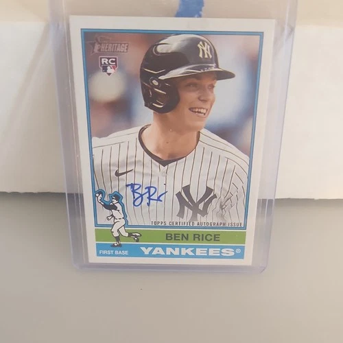Topps 2025 Heritage Real One Autographs Ben Rice RC Auto ROA-BRI Yankees