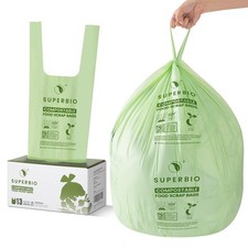 SUPERBIO 13 Gallon Compostable Kitchen Waste Bags with Handles, Food Scrap Ba...