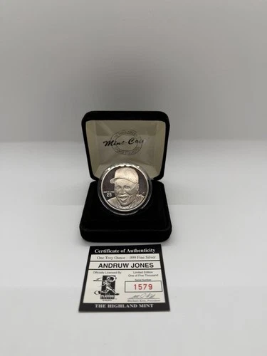Andruw Jones MLB Baseball One Troy Ounce .999 Fine Silver Round /5,000