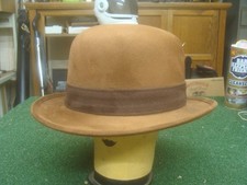 Elope Brand Bowler Derby Hat brown felt mens sz XL Approx 7 3/8 to 7 1/2 - NICE