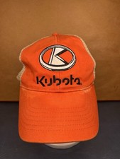 Kubota Tractors Embroidered Logo Orange Tan Mesh Strapback K-Products Hat Farm
