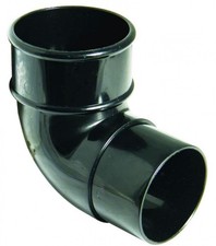 FLOPLAST 68mm Round Gutter Pipe 92.5 Degree Offset Bend - Black - 2 PACK
