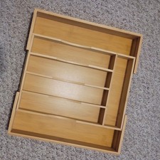Expandable Bamboo Kitchen Drawer Organizer For Cutlery And Utensils Tray