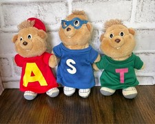 Lot of 3 Alvin and the Chipmunks Plush Toys - Alvin, Simon, Theodore 1987 Read