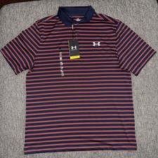 Under Armour Golf Matchplay Striped Polo Shirt Men's M Navy Loose Fit UPF 40 New
