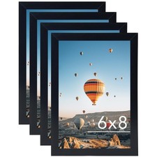 JCJMY 6x8 Black Picture Frame Set of 4 for Wall or Tabletop Display