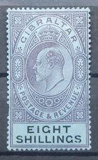 GIBRALTAR KEVII 1903 8s (SG54) - Mounted Mint, Small Faults See Photos - £250