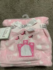 Le Bebe FAVORITE castle frog baby blanket plush pink White hearts 30x40