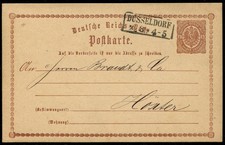 DR Brustschild Ganzsache P1 R2 DÜSSELDORF nach Höxter