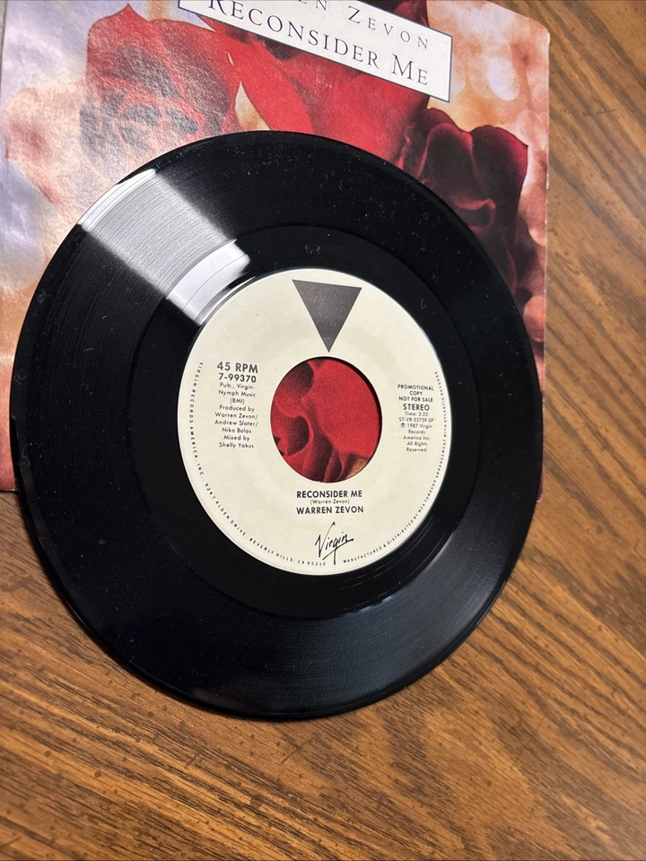 WARREN ZEVON Reconsider Me/Factory DJ PROMO 45 7" VERY NICE! w/PS - Image 4 of 4