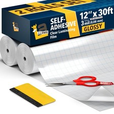 Self-Adhesive Clear Laminating Roll 12  x 30ft - 2 Pack Glossy Laminating Fil...