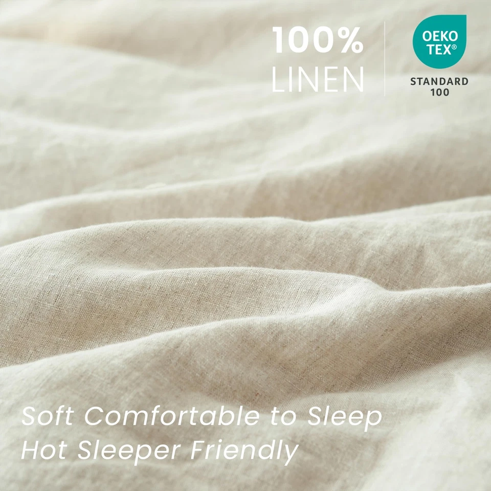 Fundas de almohada 100 % lino francés estilo básico - Pack de 2 - color liso lavado N... Foto 2 de 4