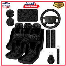 13 Pcs Leopard Print Car Accessories Set Includes Seat Covers Set Steering W...