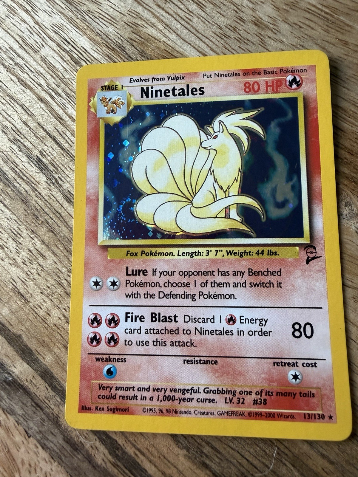 Pokémon TCG Ninetales Base Set 2 Holo With Swirl Rare Card 13/130 Mint Condition