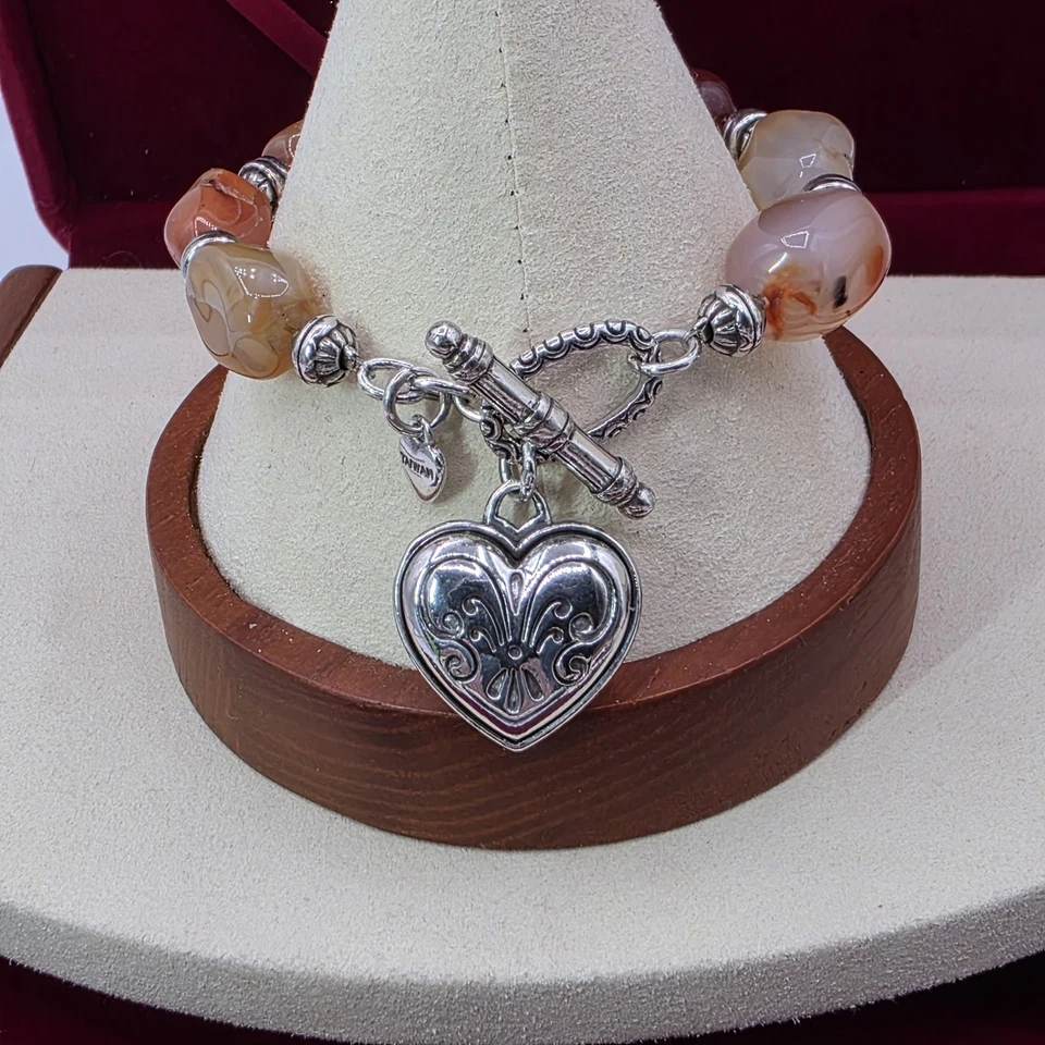 "Brazalete Brighton corazón hinchado palanca cuentas de piedra real 6,75""" Foto 4 de 4