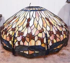 Vintage Large Tiffany Style Stained Glass Dragonfly Hanging Lamp 24.5" Diameter