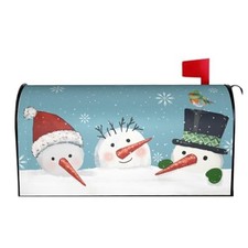 Winter Blue Mailbox Covers Magnetic Standard 18 X 21 inch Blue Snowman Bird