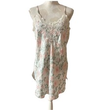 NATORI Vintage Lace V Neck Floral Jacquard Nightgown Slip Dress Sz Medium