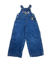 Vintage Disney Mickey Minnie Daisy Pluto Denim Overalls 2T Embroidered