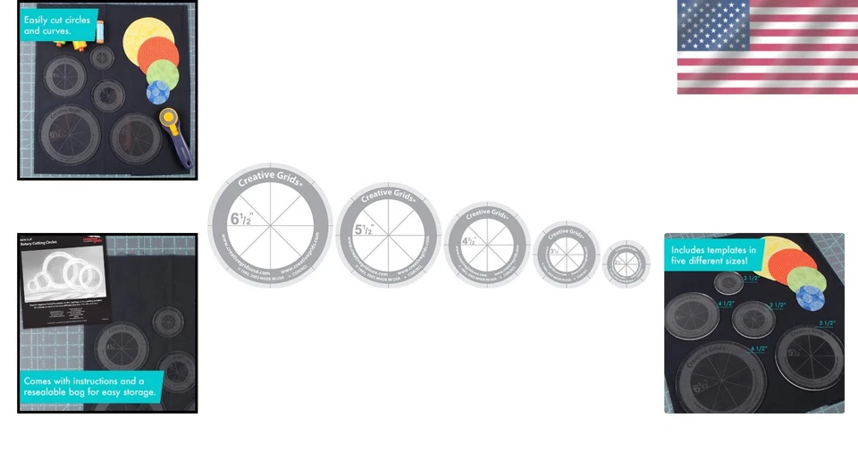 Círculos de plantilla de acolchado - 5 tamaños - pinza incluida Foto 2 de 4